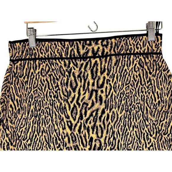 BCBG Animal Print Edgy Skirt L Brown Preppy Old Money Classic Leopard Urban Chic - Picture 5 of 13